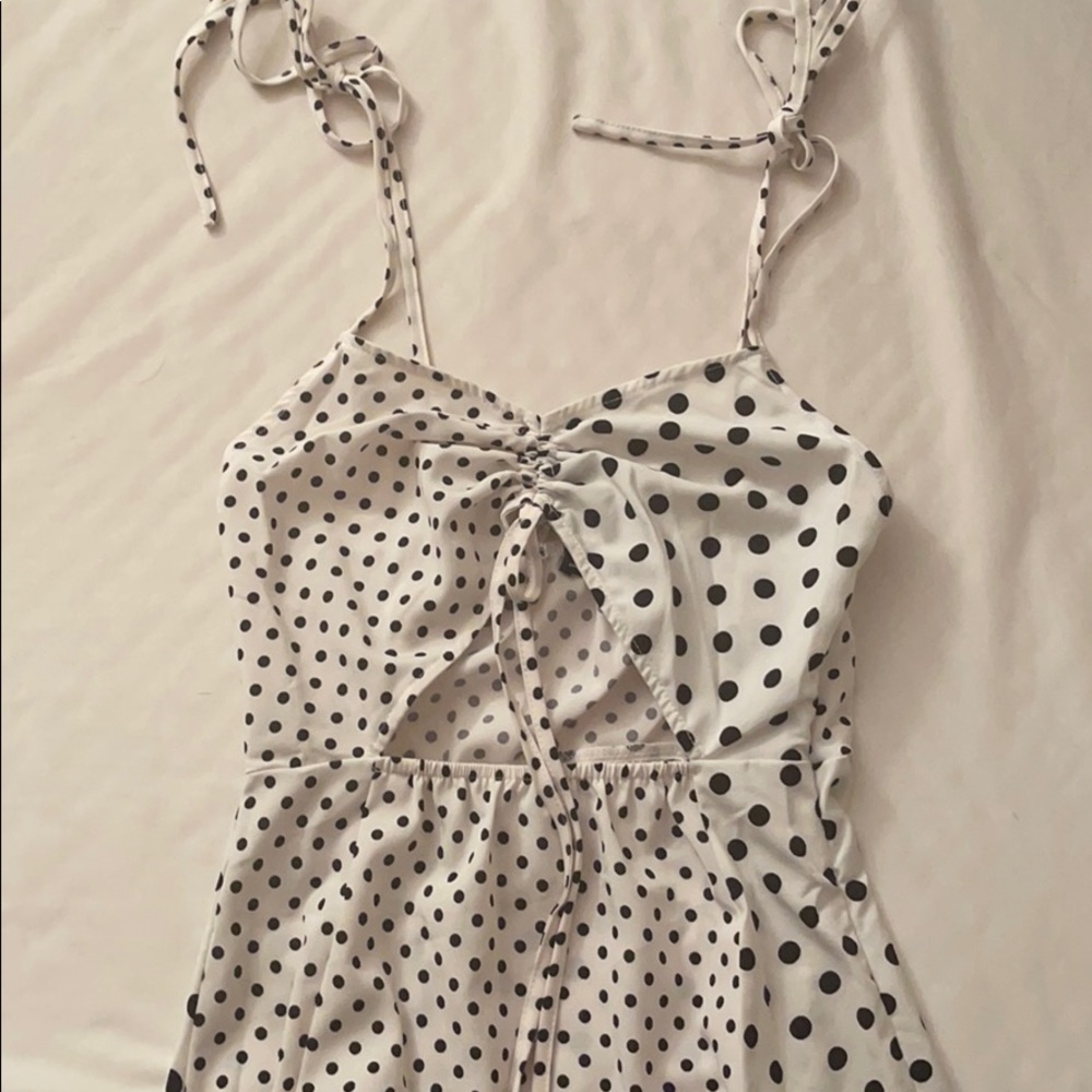 White dress with black dots